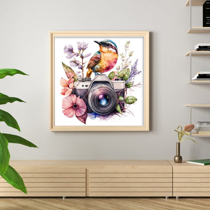 Bird And Flower Camera - 11CT Stamped Cross Stitch 50*50CM