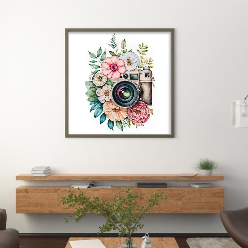 Flower Camera - 11CT Stamped Cross Stitch 50*50CM