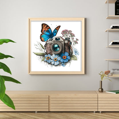 Butterfly Flower Camera - 11CT Stamped Cross Stitch 50*50CM