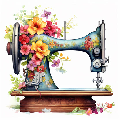 Flower And Plant Sewing Machine - 11CT Stamped Cross Stitch 50*50CM