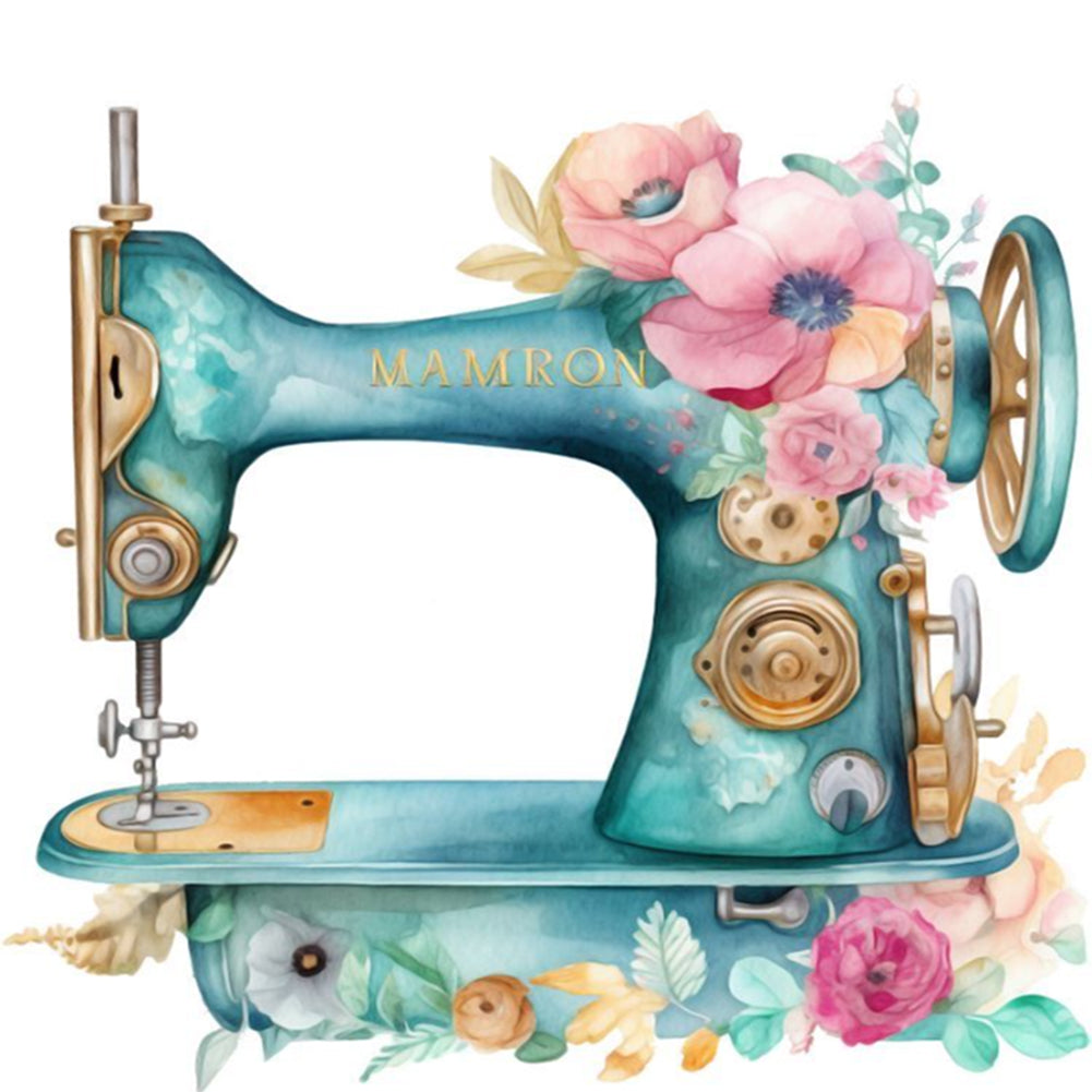 Flower And Plant Sewing Machine - 11CT Stamped Cross Stitch 50*50CM