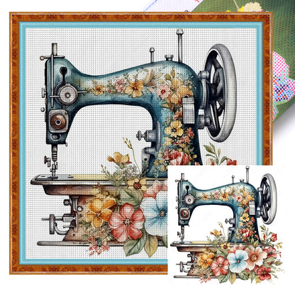 Flower And Plant Sewing Machine - 11CT Stamped Cross Stitch 50*50CM