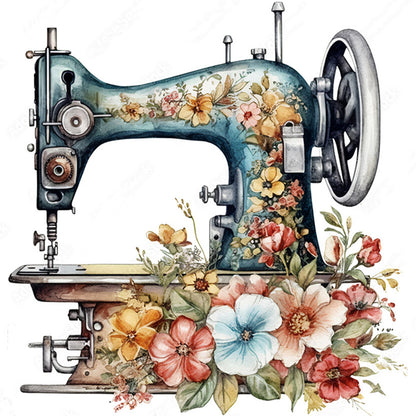 Flower And Plant Sewing Machine - 11CT Stamped Cross Stitch 50*50CM