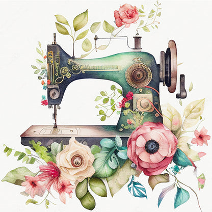 Flower And Plant Sewing Machine - 11CT Stamped Cross Stitch 50*50CM