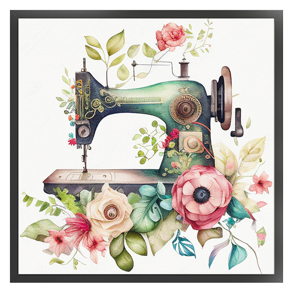 Flower And Plant Sewing Machine - 11CT Stamped Cross Stitch 50*50CM