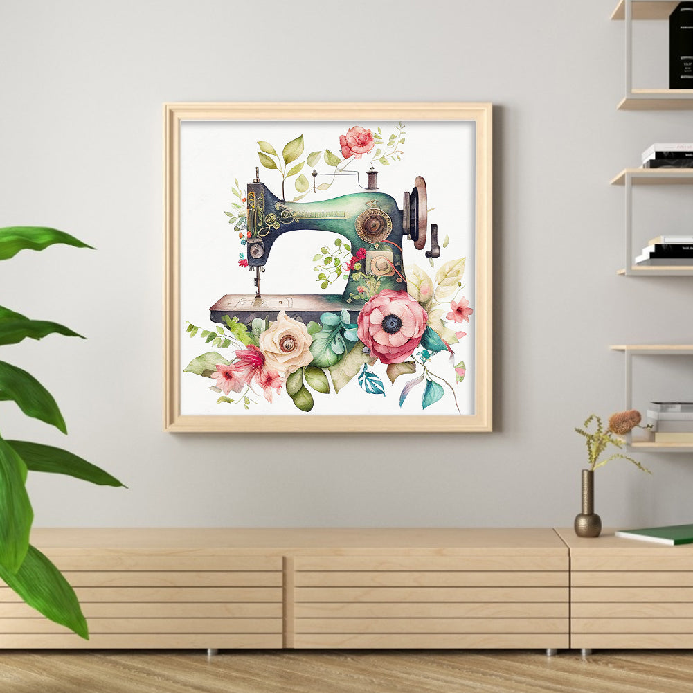 Flower And Plant Sewing Machine - 11CT Stamped Cross Stitch 50*50CM