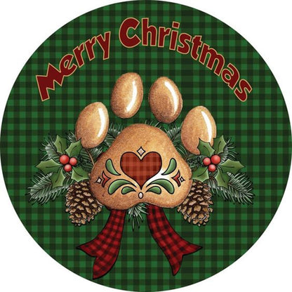 Round Card Christmas Cat Claws - Full Round Drill Diamond Painting 30*30CM