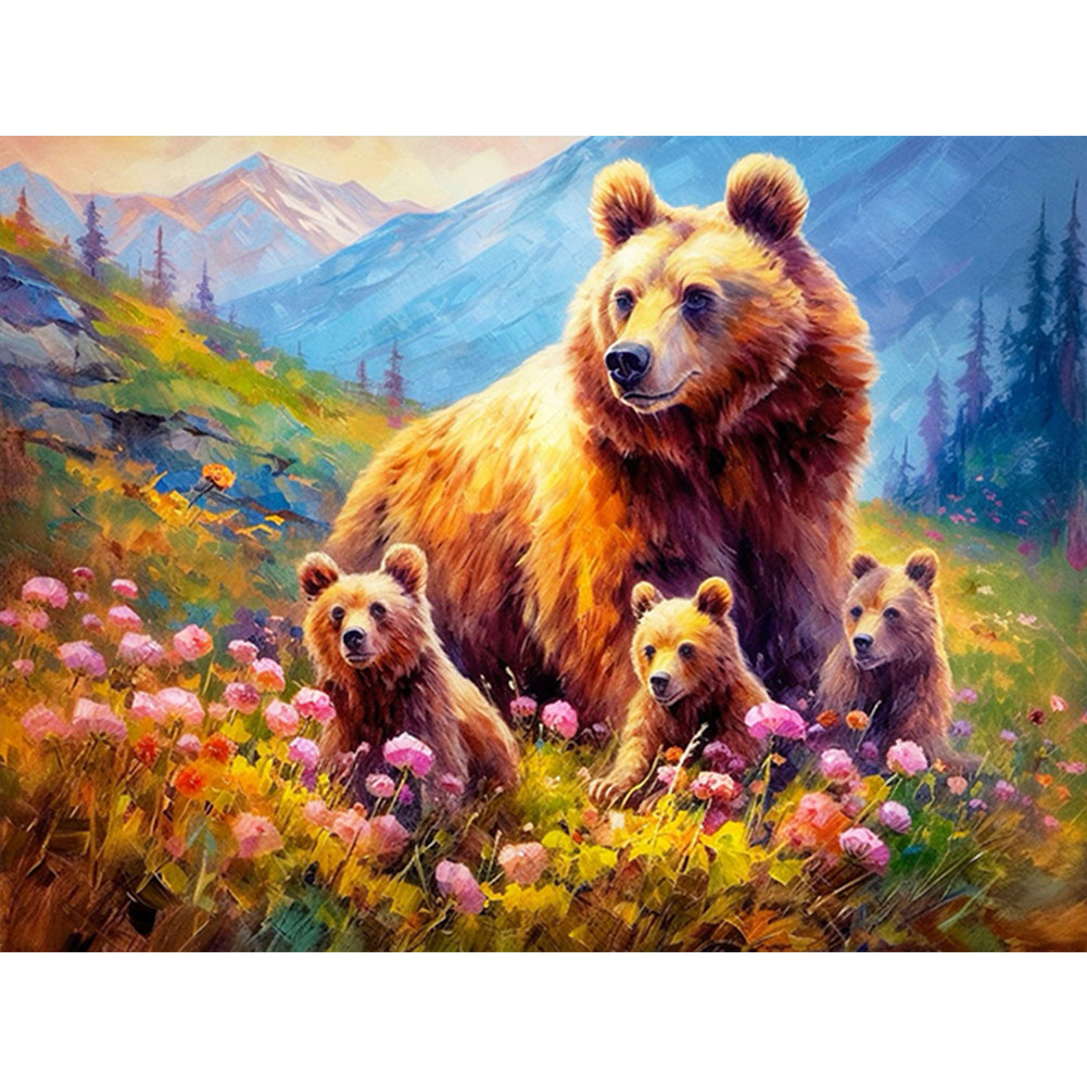 Mother Bear And Baby Bear - Full AB Square Drill Diamond Painting 40*30CM