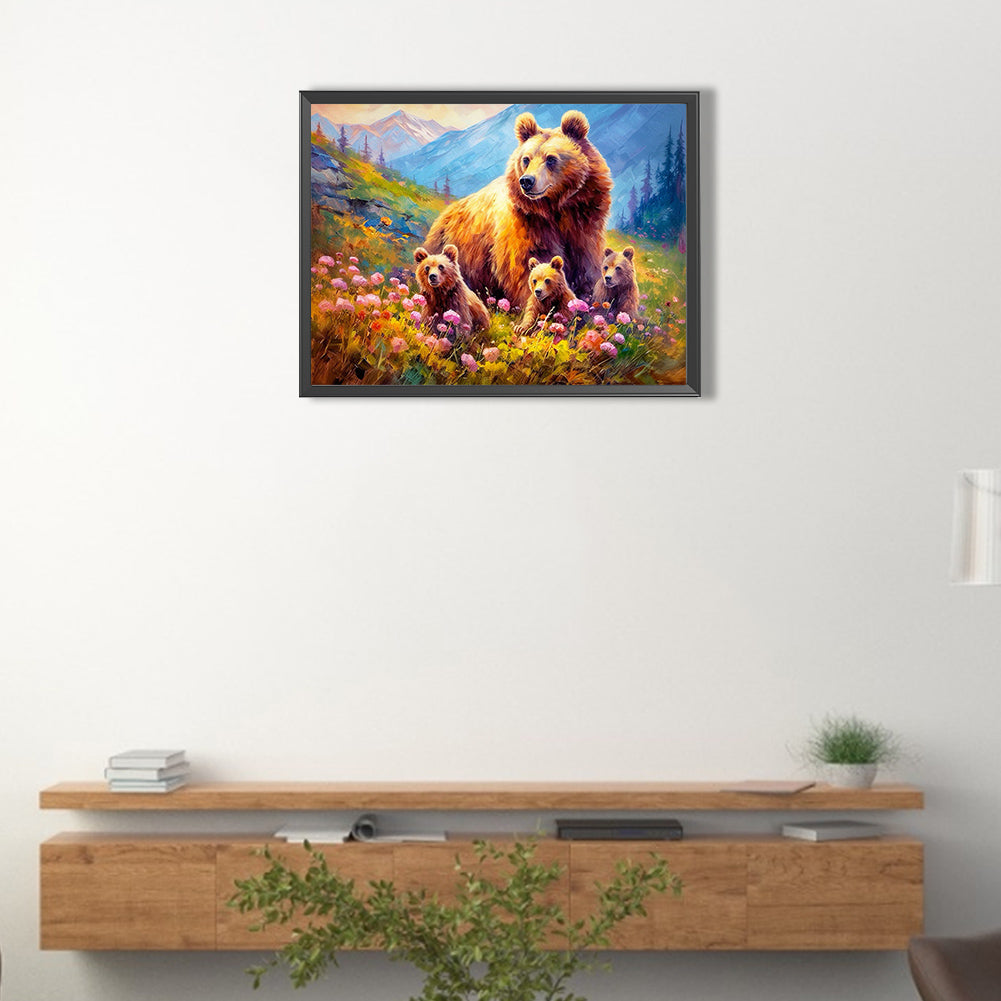 Mother Bear And Baby Bear - Full AB Square Drill Diamond Painting 40*30CM