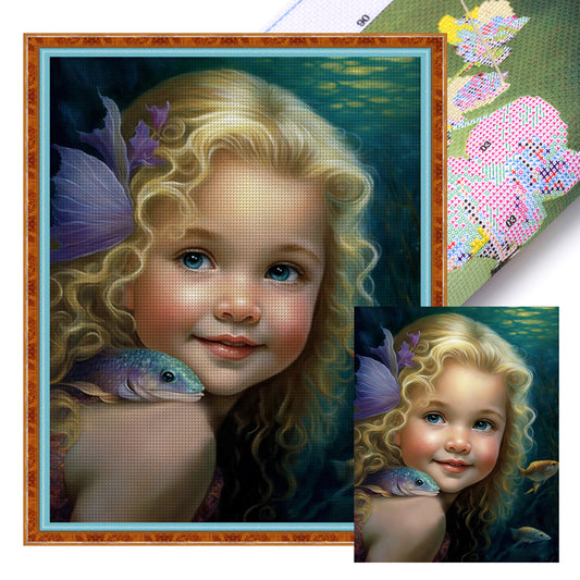 Blonde Little Girl - 11CT Stamped Cross Stitch 40*50CM