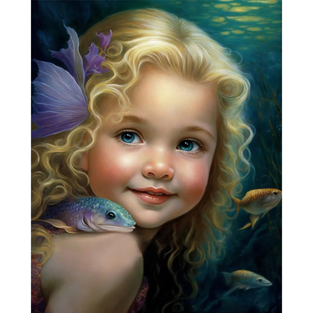 Blonde Little Girl - 11CT Stamped Cross Stitch 40*50CM