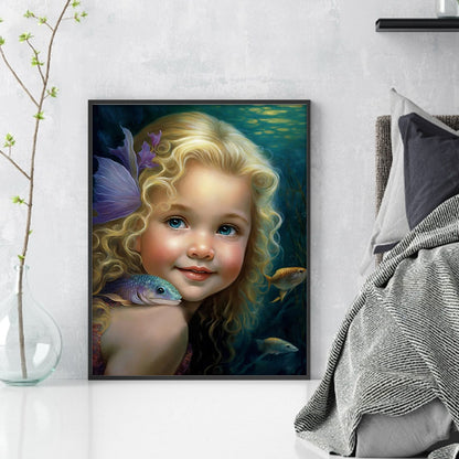 Blonde Little Girl - 11CT Stamped Cross Stitch 40*50CM