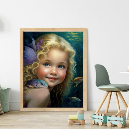 Blonde Little Girl - 11CT Stamped Cross Stitch 40*50CM