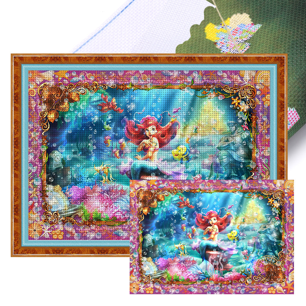 Mermaid Princess Ariel - 11CT Stamped Cross Stitch 80*60CM