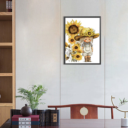 Sunflower Cowboy Kids - Full Round Drill Diamond Painting 30*40CM