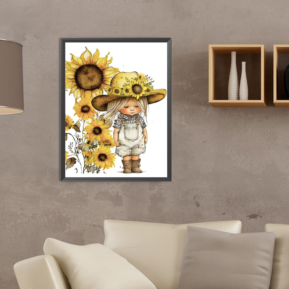 Sunflower Cowboy Kids - Full Round Drill Diamond Painting 30*40CM