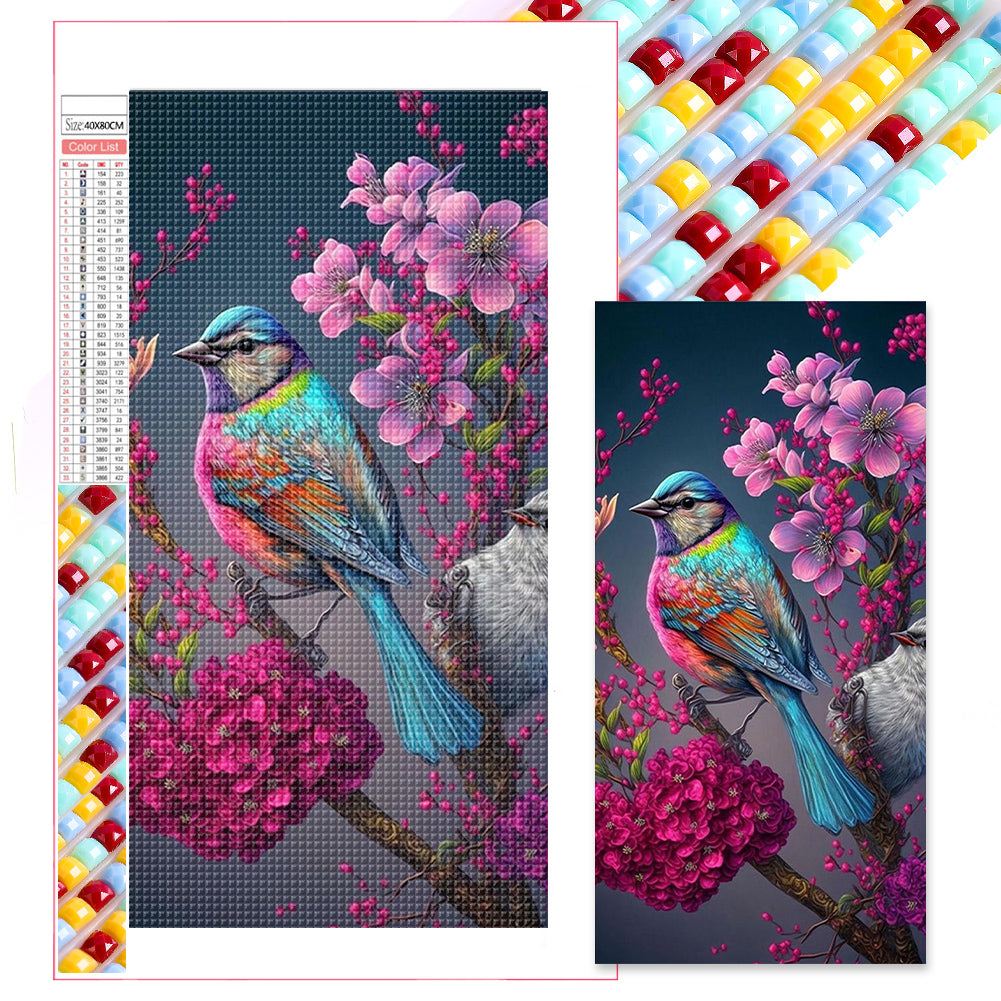 Bird On Peach Tree - Full Square Drill Diamond Painting 40*80CM