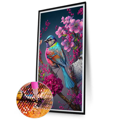 Bird On Peach Tree - Full Square Drill Diamond Painting 40*80CM