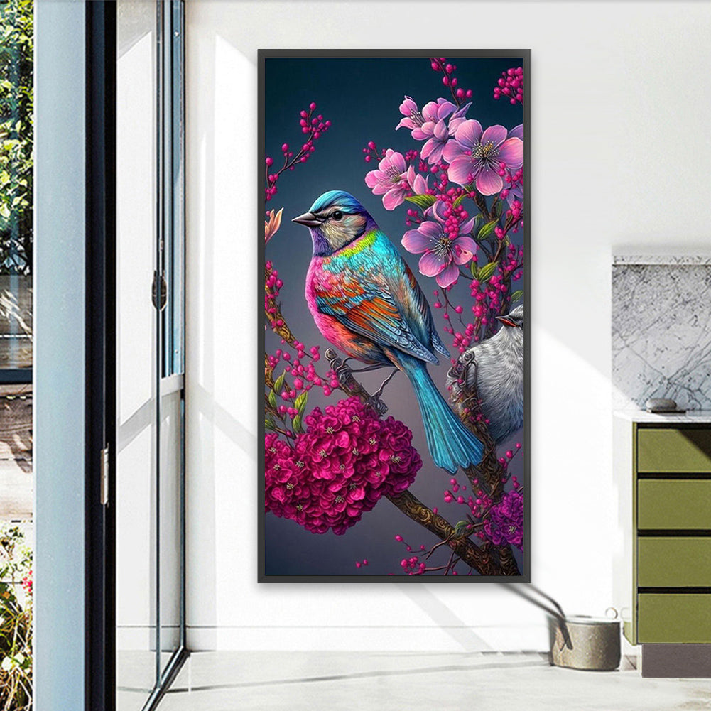 Bird On Peach Tree - Full Square Drill Diamond Painting 40*80CM