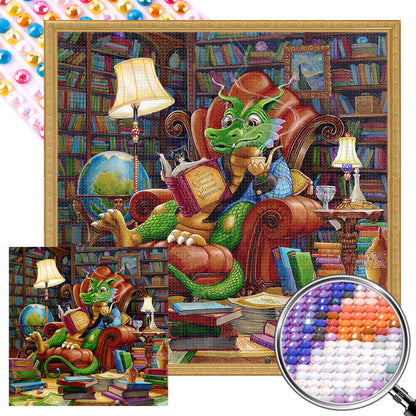 Little Dragon Reading - Full AB Round Drill Diamond Painting 40*40CM