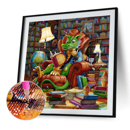 Little Dragon Reading - Full AB Round Drill Diamond Painting 40*40CM