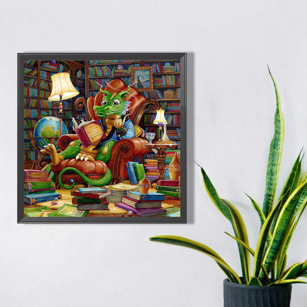 Little Dragon Reading - Full AB Round Drill Diamond Painting 40*40CM