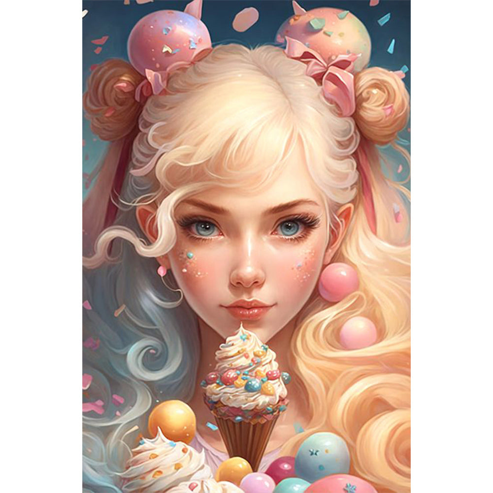 Ice Cream Girl - Full AB Round Drill Diamond Painting 40*60CM