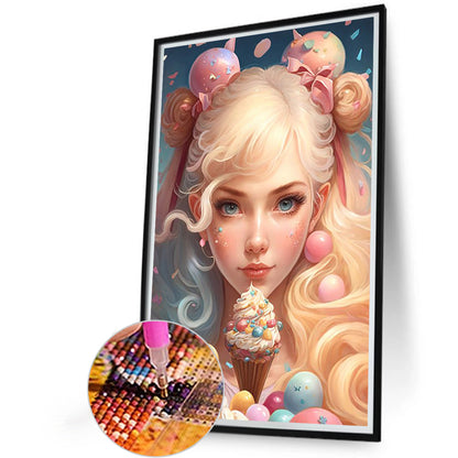 Ice Cream Girl - Full AB Round Drill Diamond Painting 40*60CM