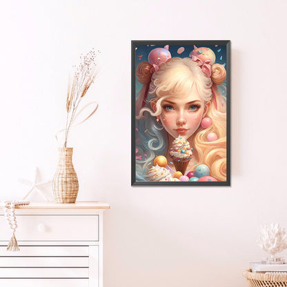 Ice Cream Girl - Full AB Round Drill Diamond Painting 40*60CM