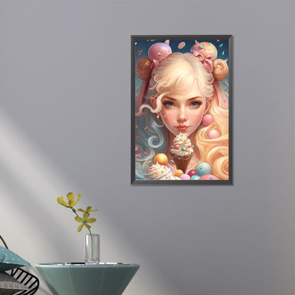 Ice Cream Girl - Full AB Round Drill Diamond Painting 40*60CM