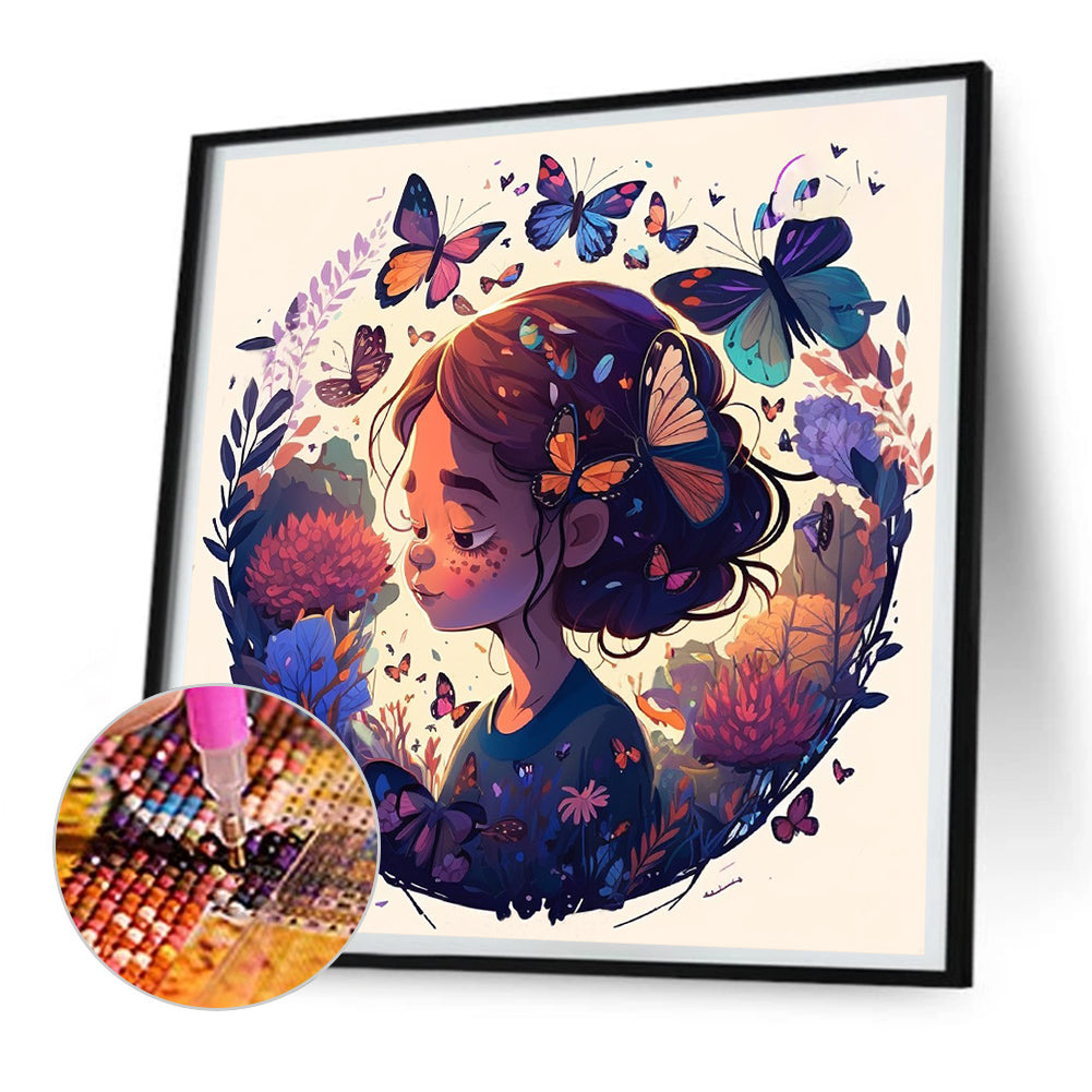 Butterfly Girl - Full Round Drill Diamond Painting 30*30CM