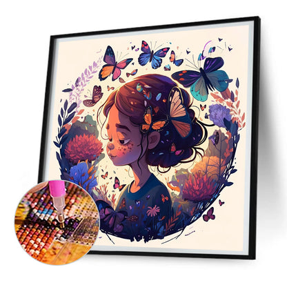 Butterfly Girl - Full Round Drill Diamond Painting 30*30CM