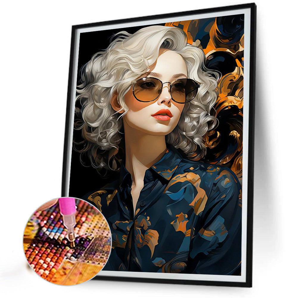 Wavy Hair Girl - Full Round Drill Diamond Painting 40*55CM