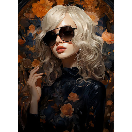 Wavy Hair Girl - Full Round Drill Diamond Painting 40*55CM