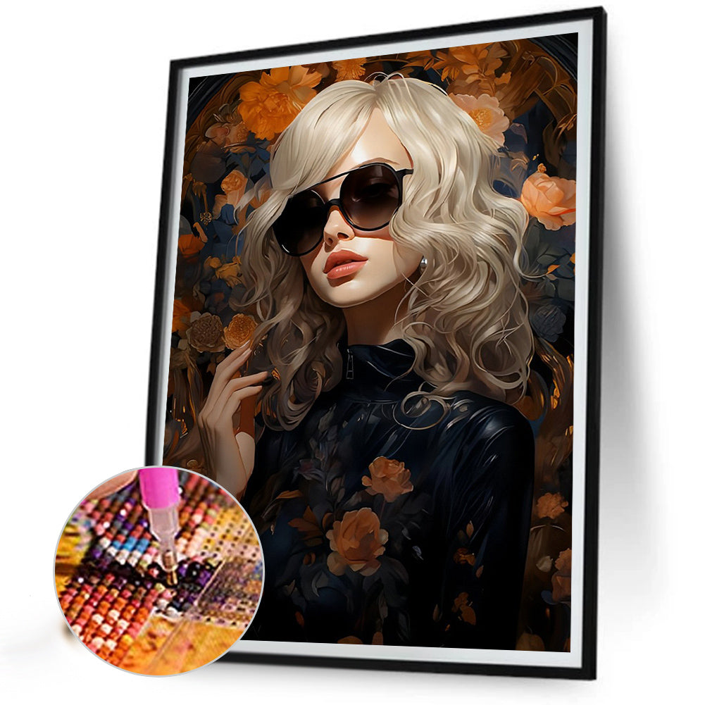 Wavy Hair Girl - Full Round Drill Diamond Painting 40*55CM