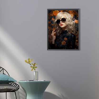 Wavy Hair Girl - Full Round Drill Diamond Painting 40*55CM