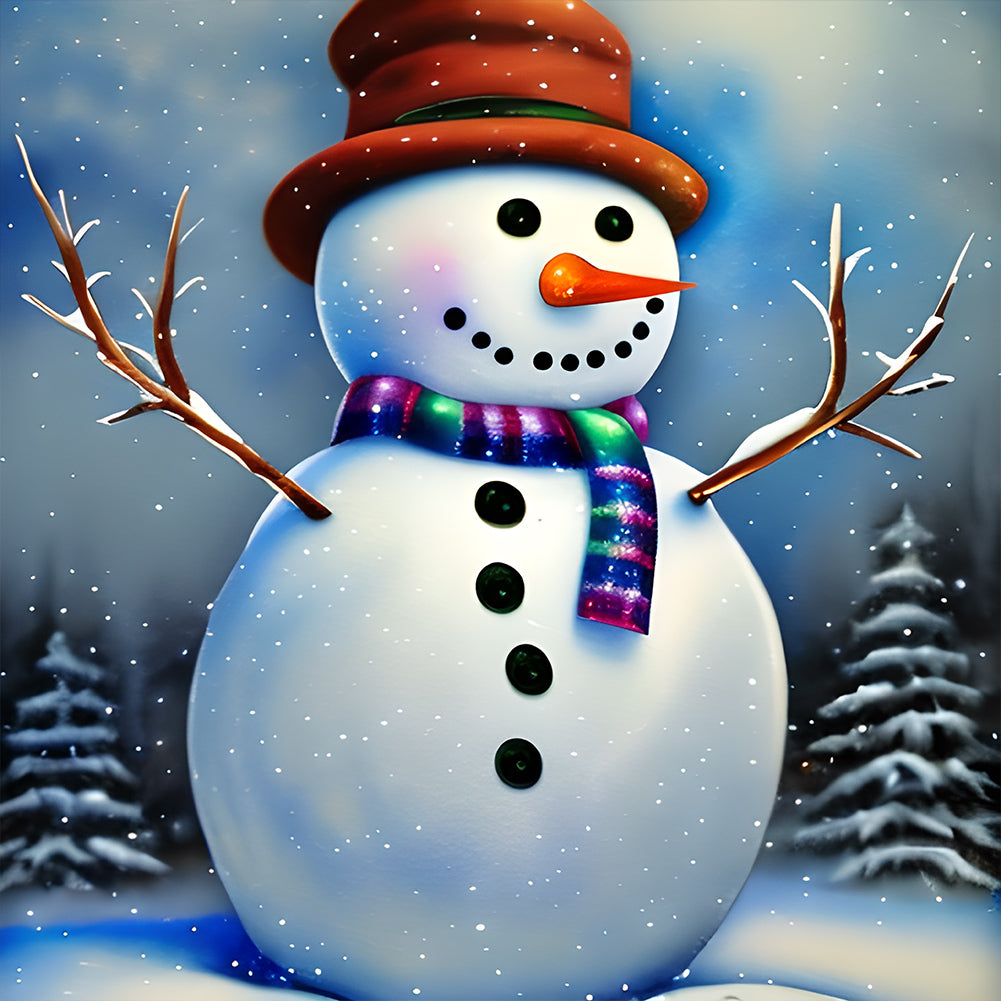 Snowman - Full Round Drill Diamond Painting 30*30CM