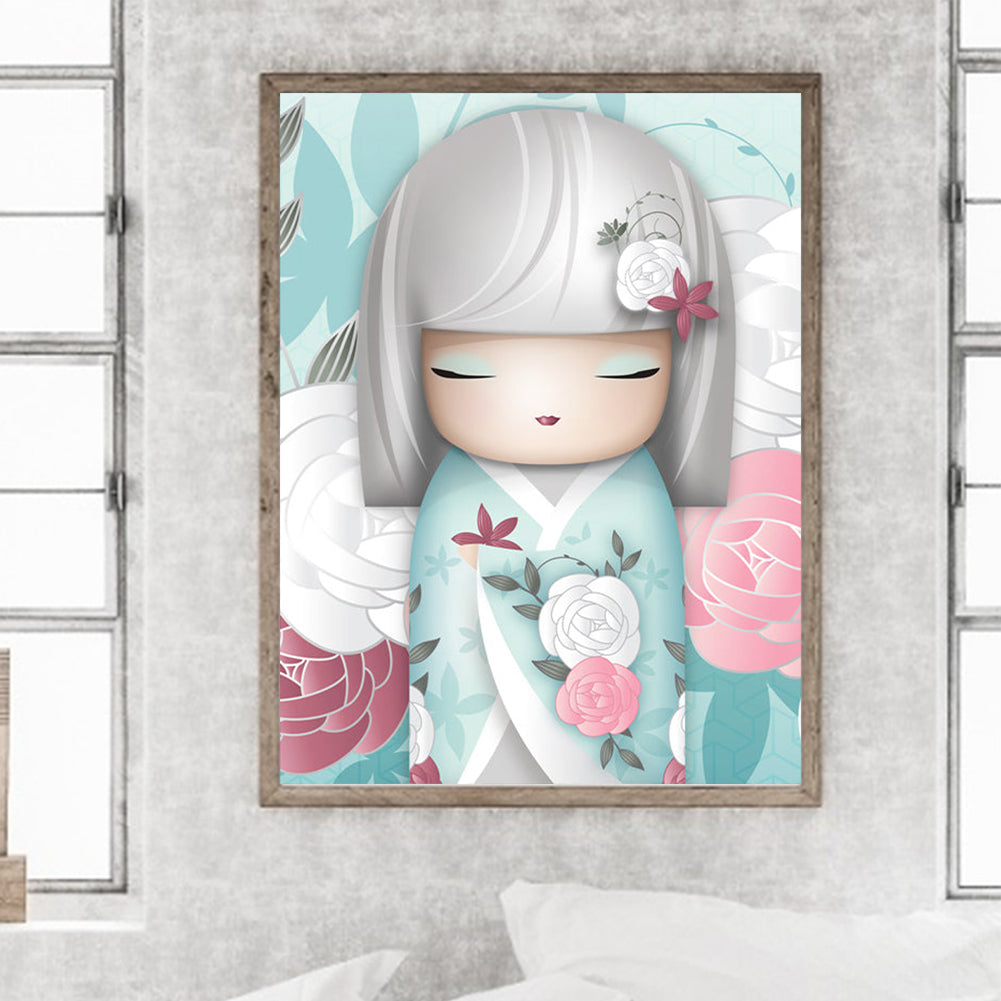 Japanese Chihuahua Light Green - Full Round Drill Diamond Painting 30*40CM