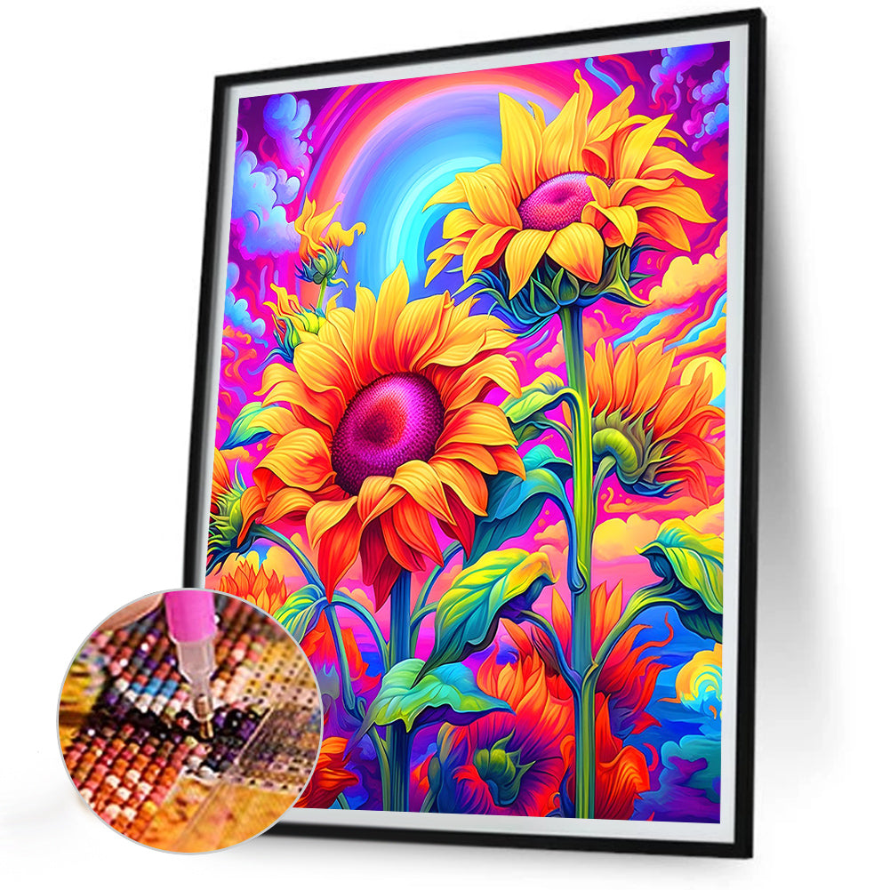 Colorful Sunflower - Full Round Drill Diamond Painting 30*40CM