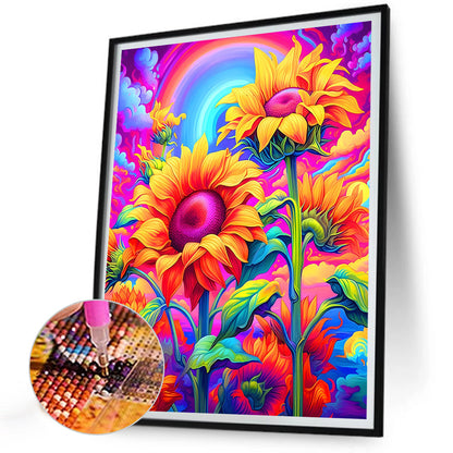 Colorful Sunflower - Full Round Drill Diamond Painting 30*40CM