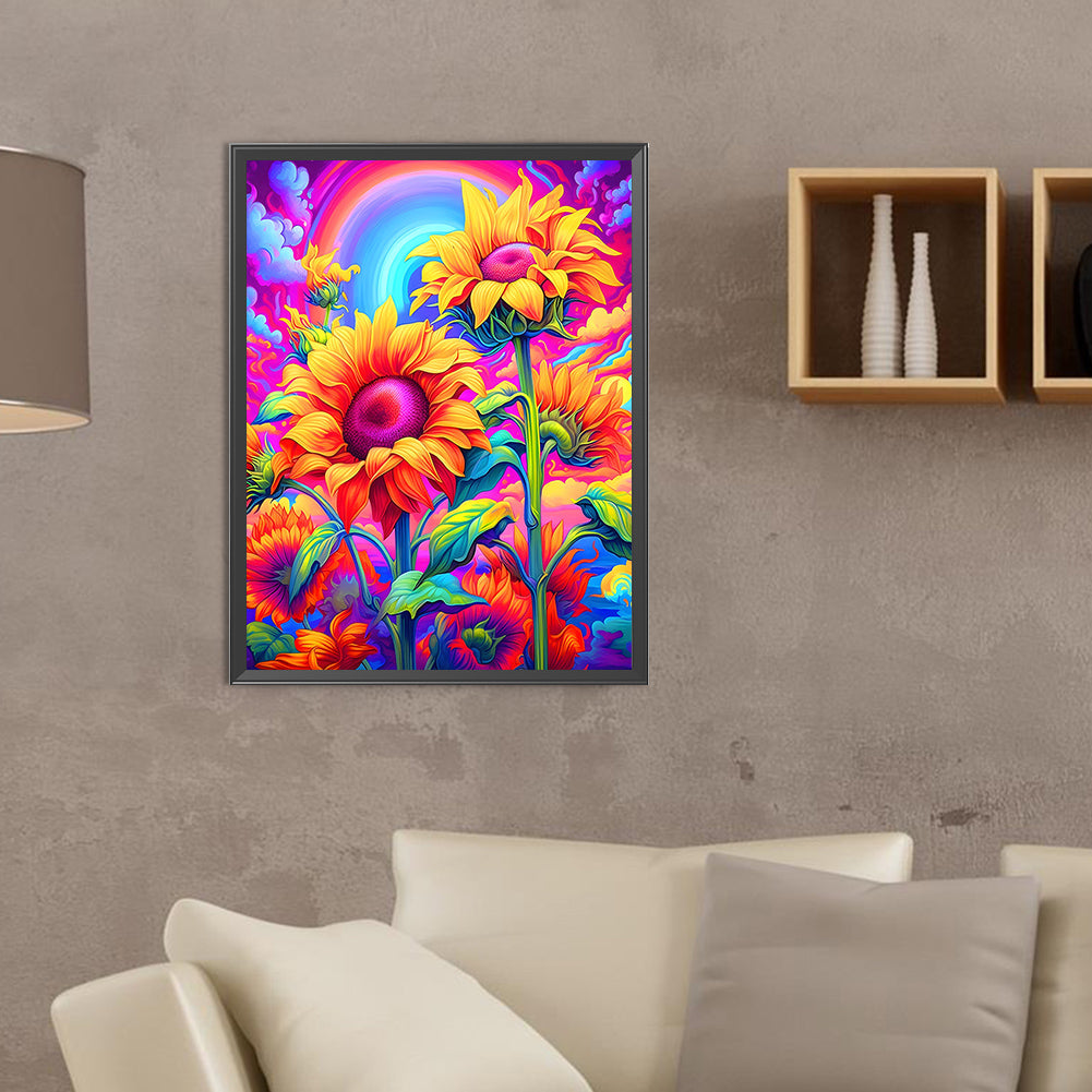 Colorful Sunflower - Full Round Drill Diamond Painting 30*40CM