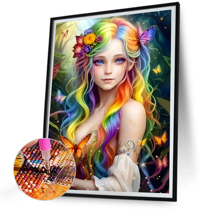 Colored Elf Girl - Full Round Drill Diamond Painting 30*40CM