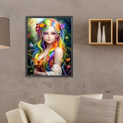 Colored Elf Girl - Full Round Drill Diamond Painting 30*40CM