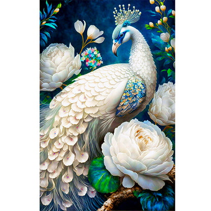 White Peacock - Full Round Drill Diamond Painting 40*60CM