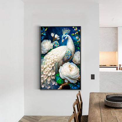 White Peacock - Full Round Drill Diamond Painting 40*60CM