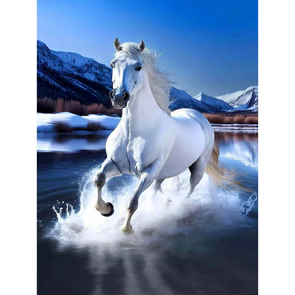 White Horse - Full Round Drill Diamond Painting 30*40CM
