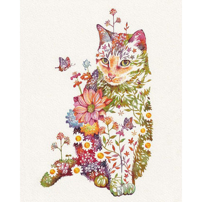 Flowers And Animals-Cats - 11CT Stamped Cross Stitch 40*50CM