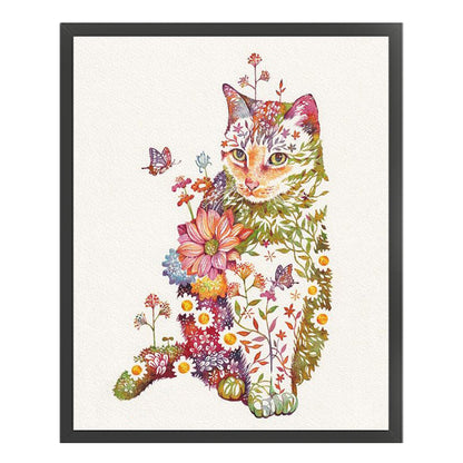 Flowers And Animals-Cats - 11CT Stamped Cross Stitch 40*50CM