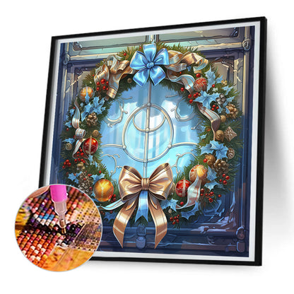 Christmas Wreath Glass Painting - Full Round Drill Diamond Painting 30*30CM