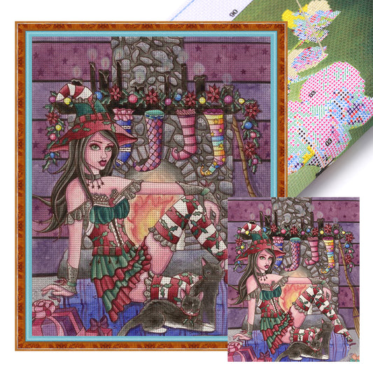 Christmas Girl - 11CT Stamped Cross Stitch 40*50CM